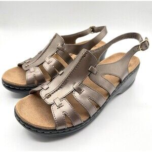 Clarks Metallic Taupe Slingback Sandals